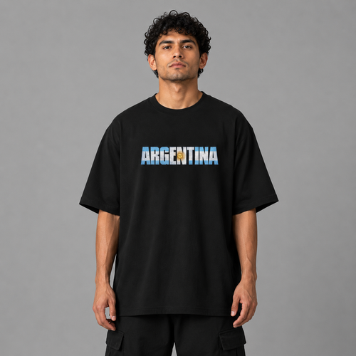 Argentina World Cup 2026 Oversized Graphic T-Shirt – Black Unisex Football Fan Tee