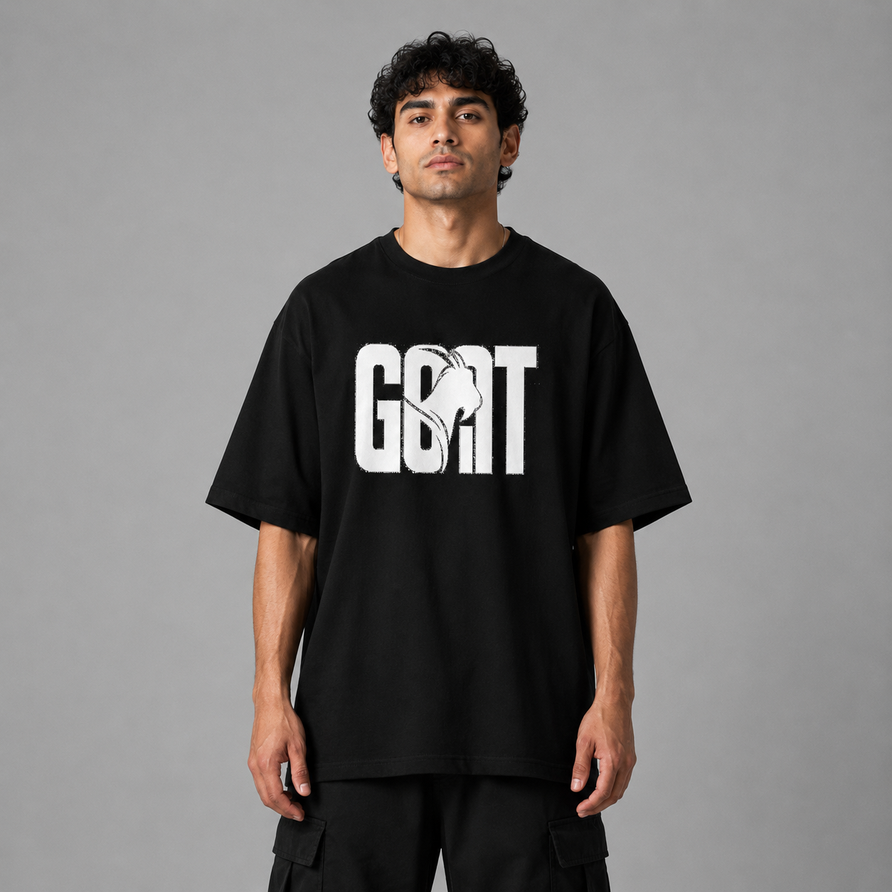 GOAT Oversized Graphic T-Shirt – Black Unisex Streetwear Tee