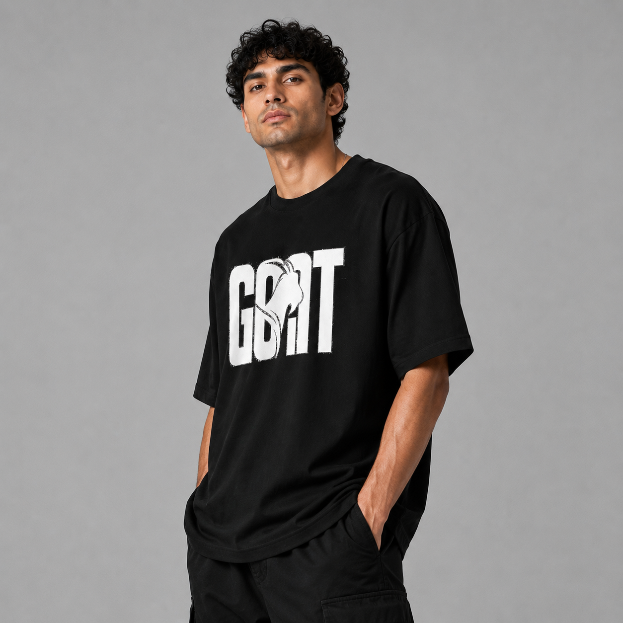 GOAT Oversized Graphic T-Shirt – Black Unisex Streetwear Tee