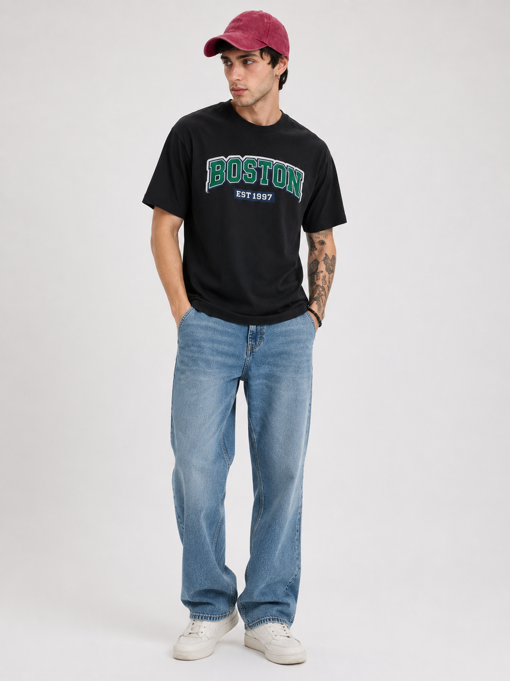 retro Boston EST 1997 Oversized Graphic T-Shirt – Black Unisex Streetwear Tee
