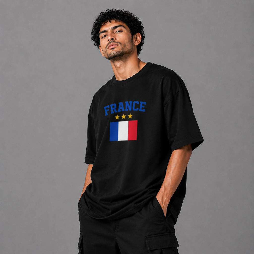 Mbappe France World Cup 2026 Oversized Graphic T-Shirt – Black Unisex Football Fan Tee
