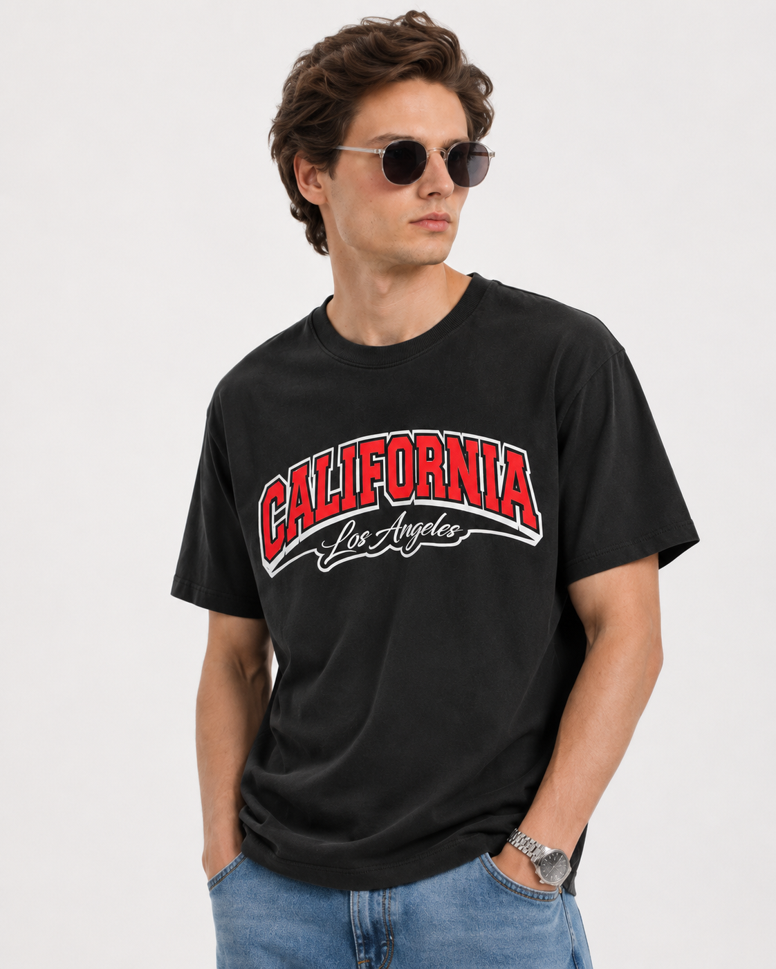 OBSIDIAN California Los Angeles Oversized Graphic T-Shirt – Black | Premium Cotton Streetwear Tee