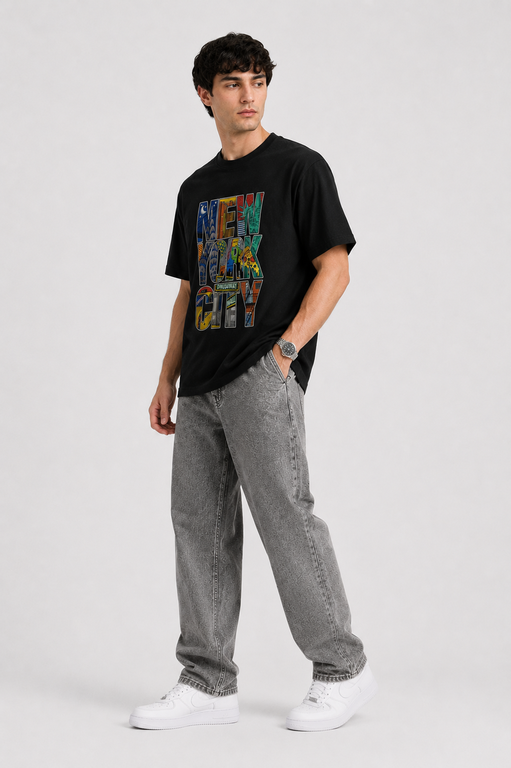 OBSIDIAN New York City Oversized Graphic T-Shirt – Black | Vintage NYC Streetwear Tee