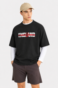 England World Cup 2026 Oversized Graphic T-Shirt – Black Unisex Football Fan Tee
