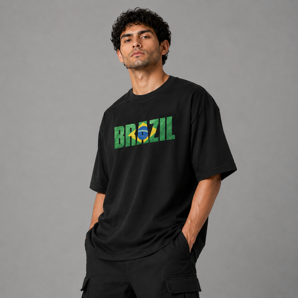 Brazil World Cup 2026 vintage Oversized Graphic T-Shirt – Black Unisex Football Fan Tee