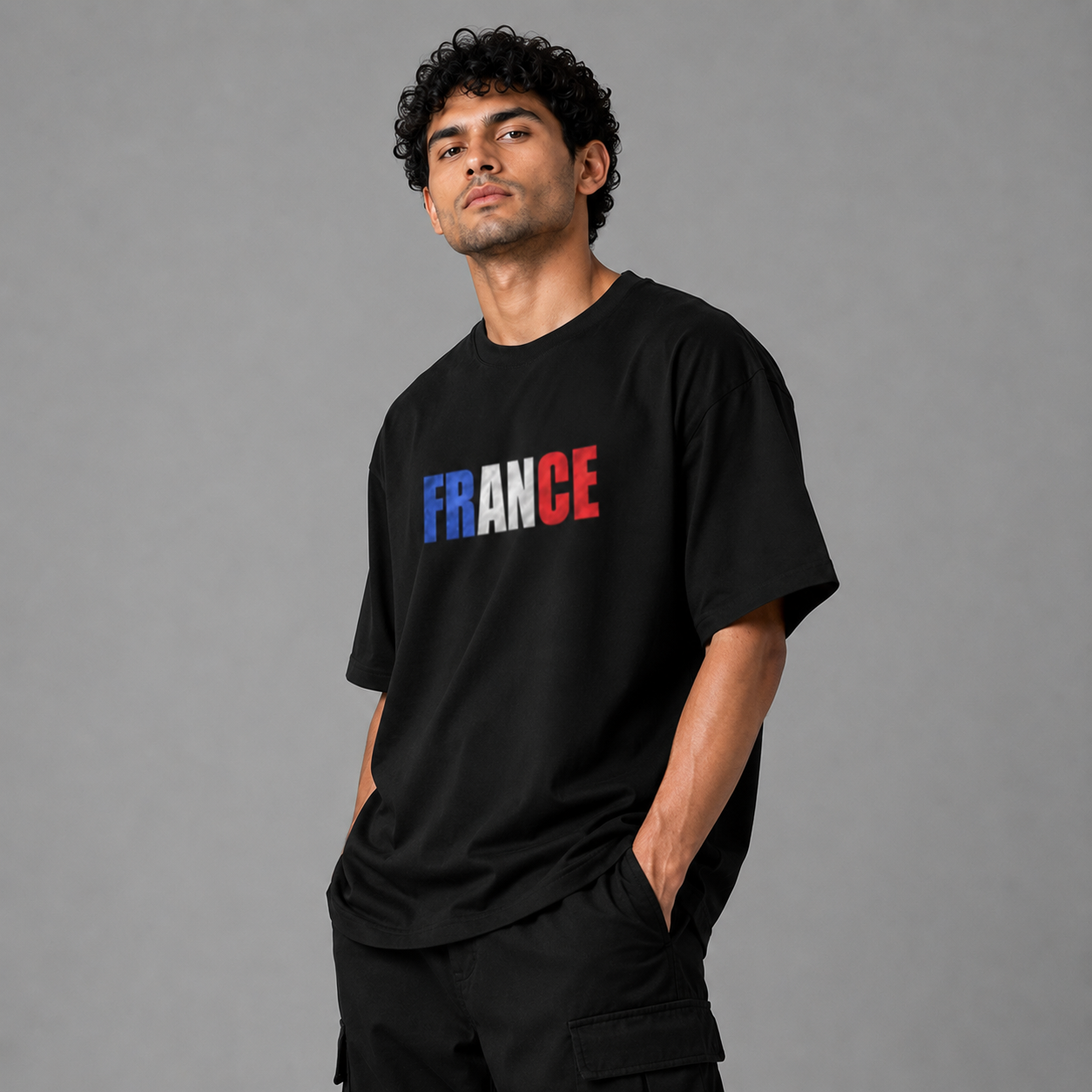 France World Cup 2026 Vintage Oversized Graphic T-Shirt – Black Unisex Football Fan Tee