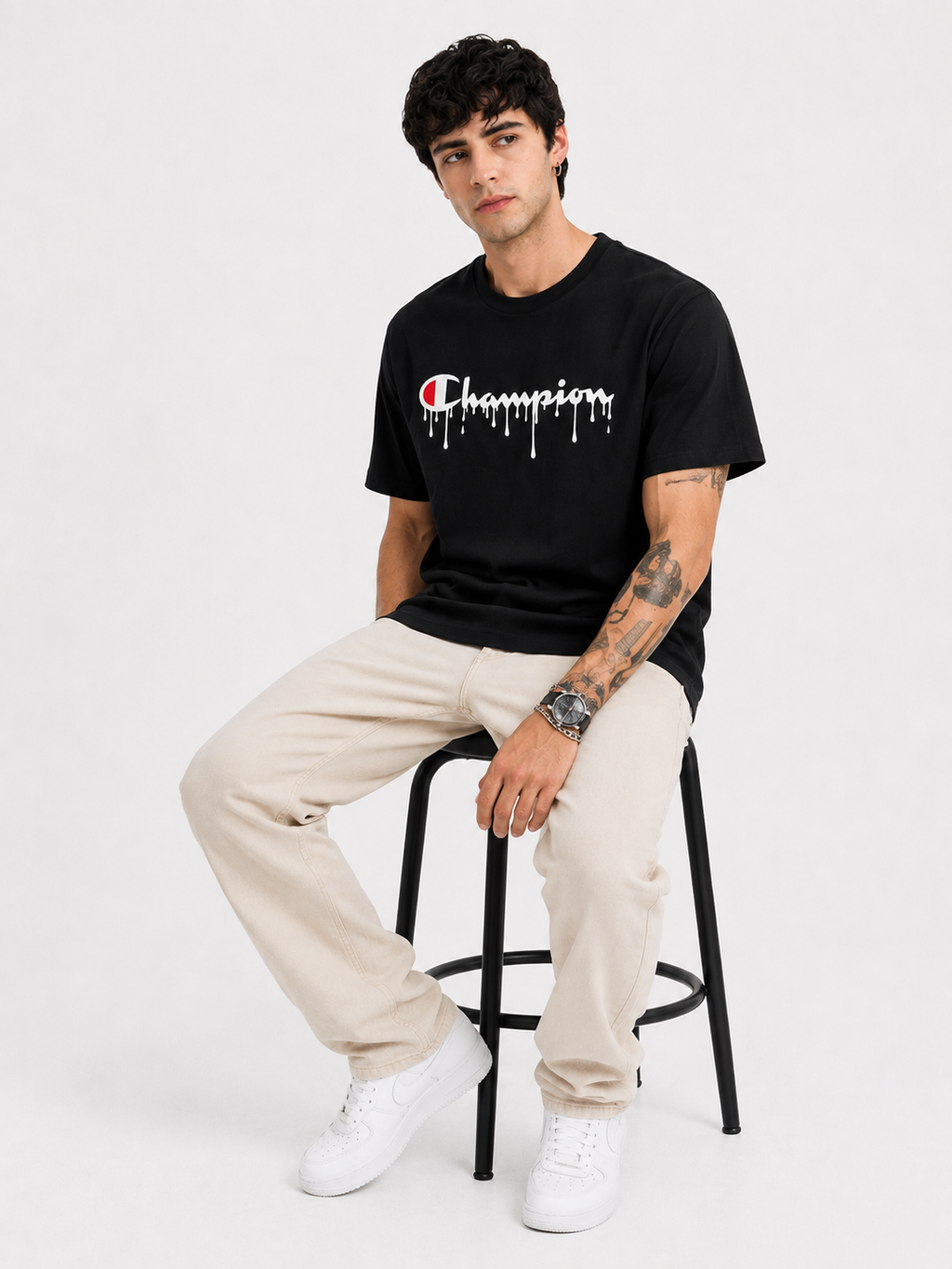 OBSIDIAN Champion Drip Graphic Oversized T-Shirt – Black | Premium Streetwear Tee