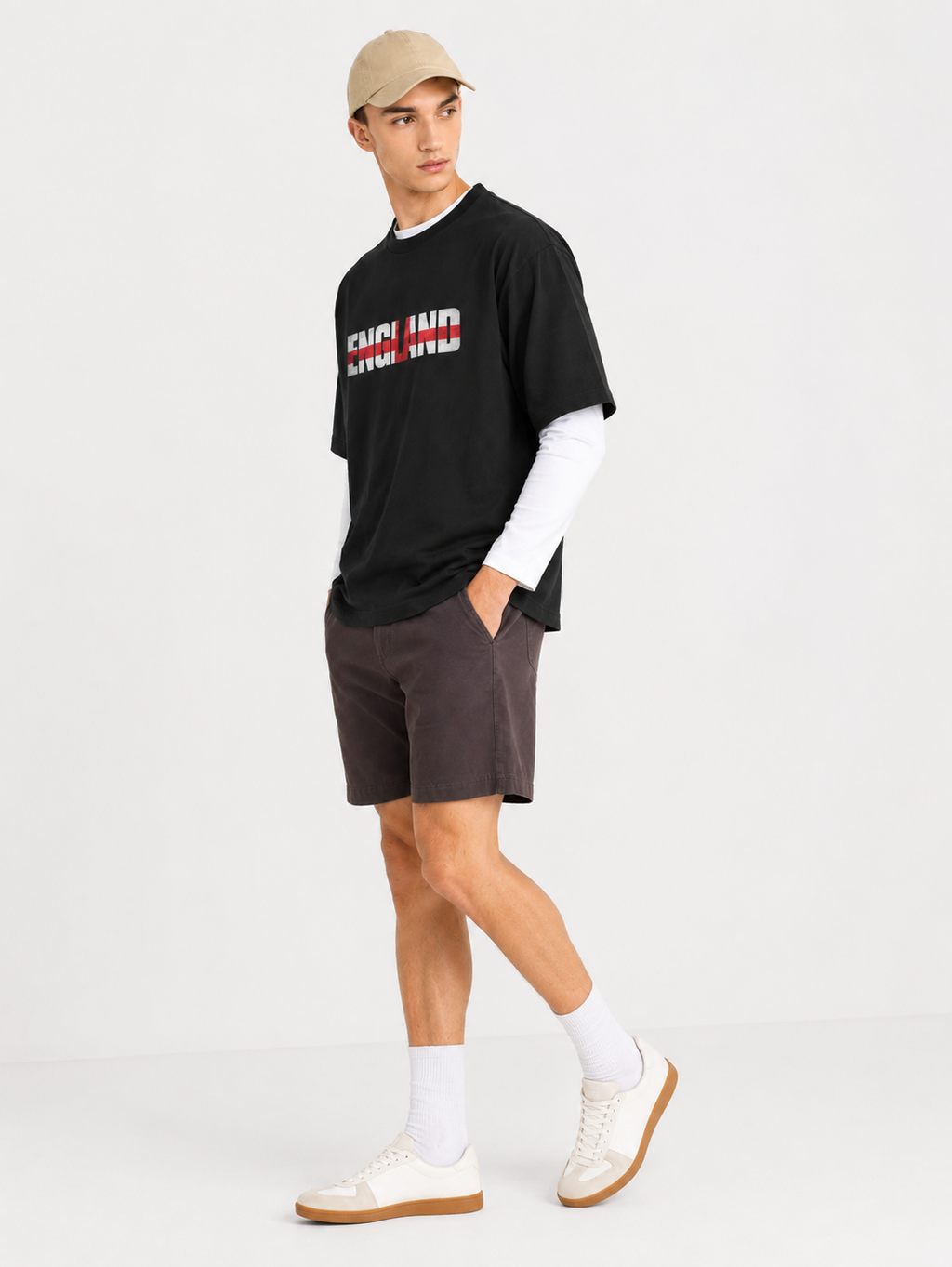 England World Cup 2026 Oversized Graphic T-Shirt – Black Unisex Football Fan Tee