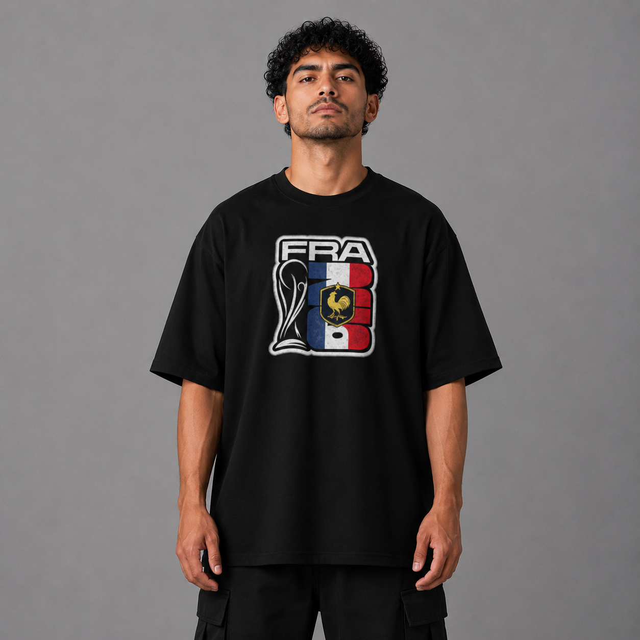 France World Cup 2026 Trophy Oversized Graphic T-Shirt – Black Unisex Football Fan Tee