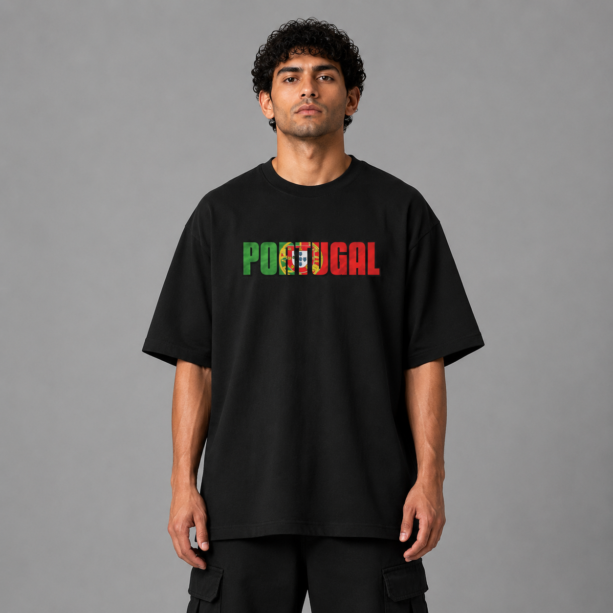 Portugal World Cup 2026 Vintage Oversized Graphic T-Shirt – Black Unisex Football Fan Tee
