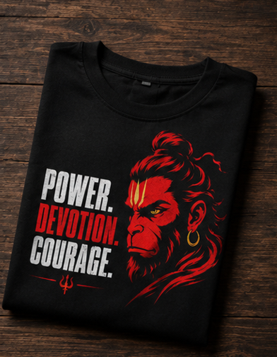 hanuman ji black oversized standard unisex crew T-shirt