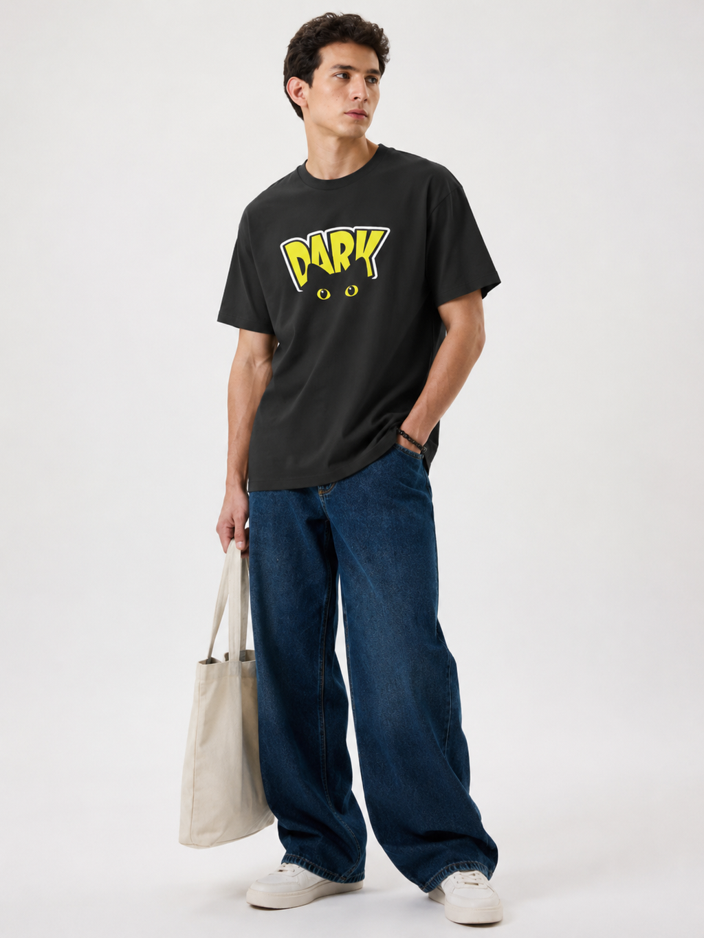 DARK Eyes Oversized Graphic T-Shirt – Black Unisex Minimal Streetwear Tee