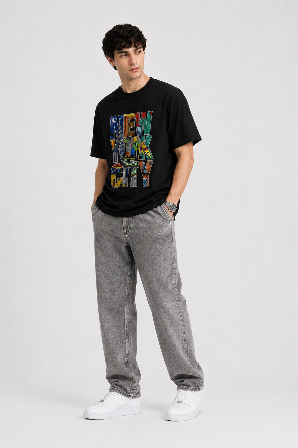 OBSIDIAN New York City Oversized Graphic T-Shirt – Black | Vintage NYC Streetwear Tee