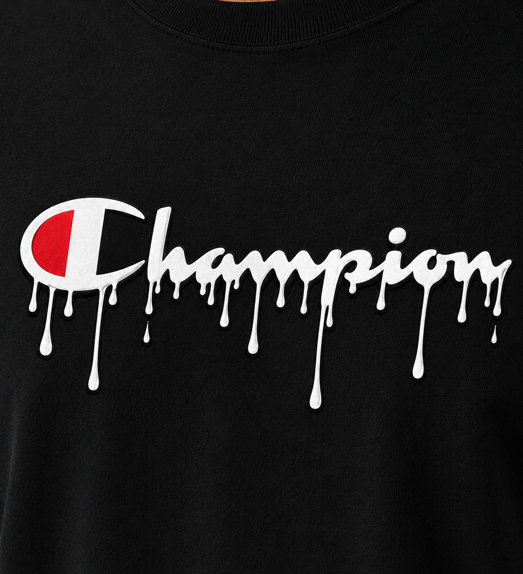 OBSIDIAN Champion Drip Graphic Oversized T-Shirt – Black | Premium Streetwear Tee