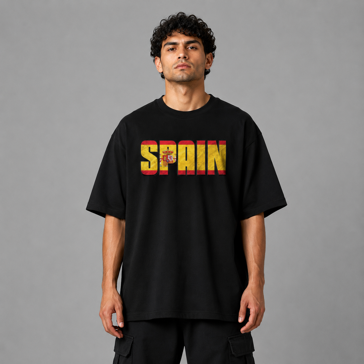 Spain World Cup 2026 Oversized Graphic T-Shirt – Black Unisex Football Fan Tee