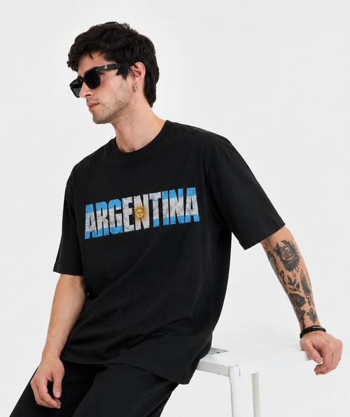 Argentina World Cup 2026 Oversized Graphic T-Shirt – Black Unisex Football Fan Tee