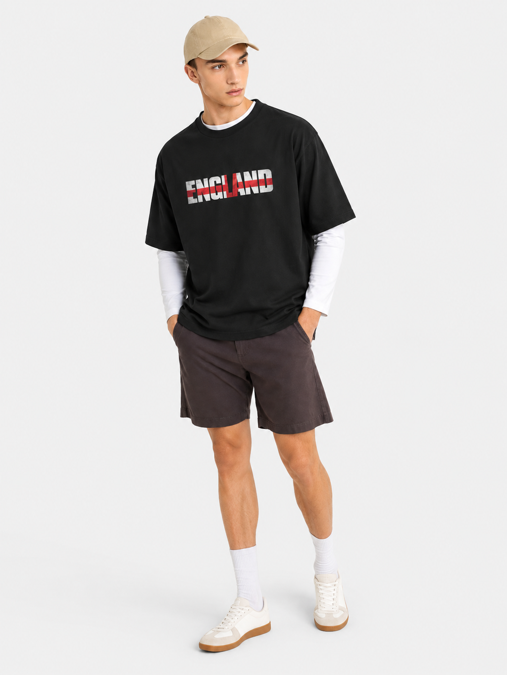 England World Cup 2026 Oversized Graphic T-Shirt – Black Unisex Football Fan Tee