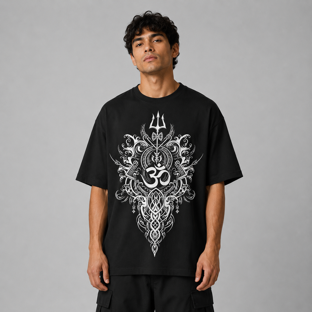 Om Trishul™ Oversized Graphic T-Shirt