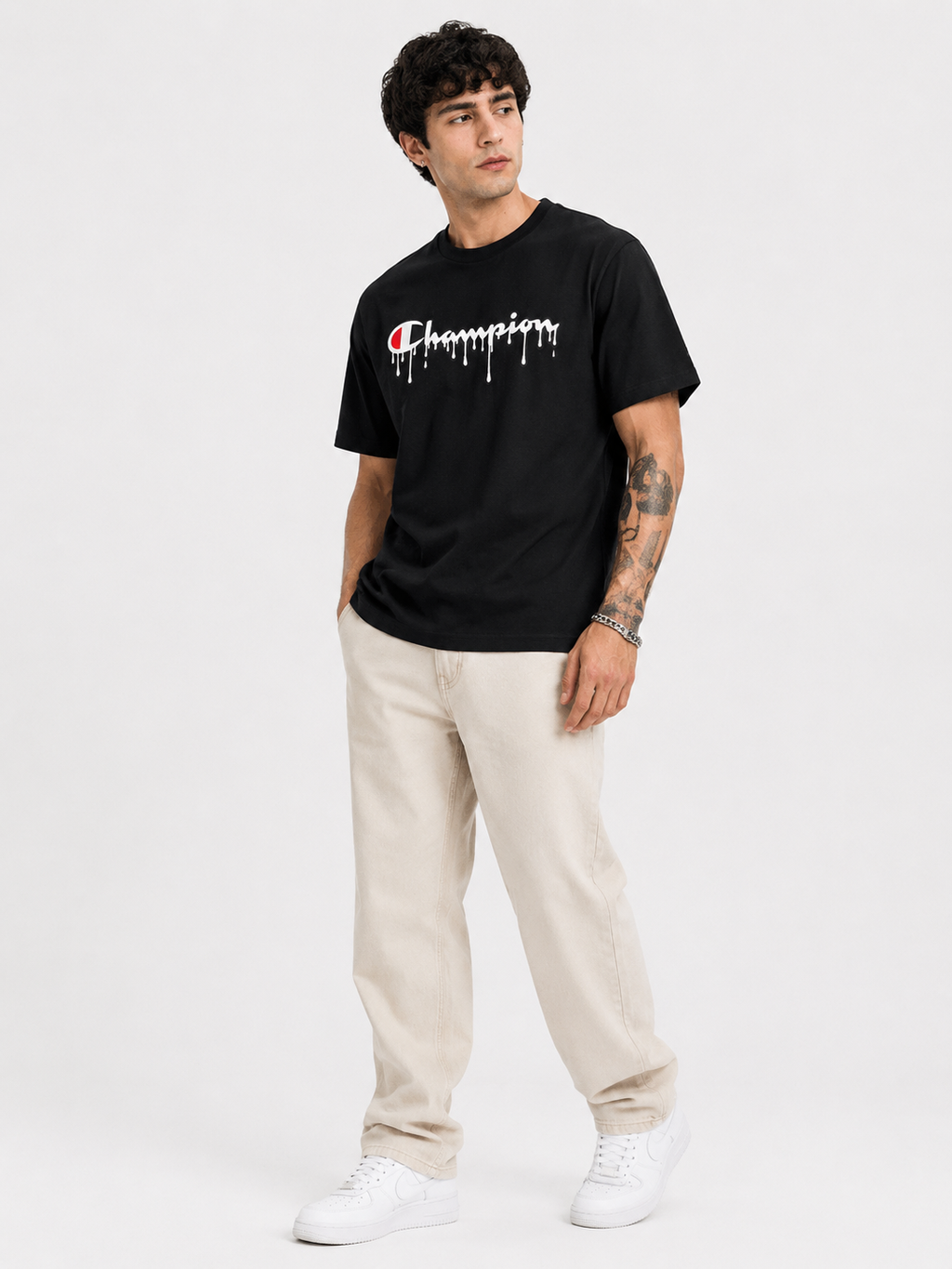 OBSIDIAN Champion Drip Graphic Oversized T-Shirt – Black | Premium Streetwear Tee