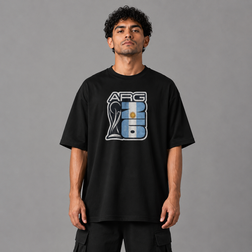 Argentina World Cup 2026 Trophy Oversized Graphic T-Shirt – Black Unisex Football Fan Tee