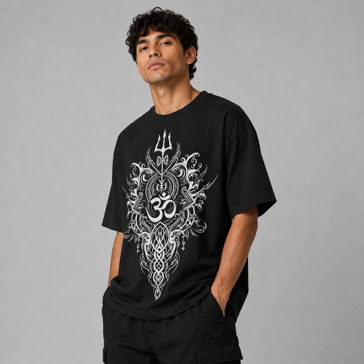 Om Trishul™ Oversized Graphic T-Shirt