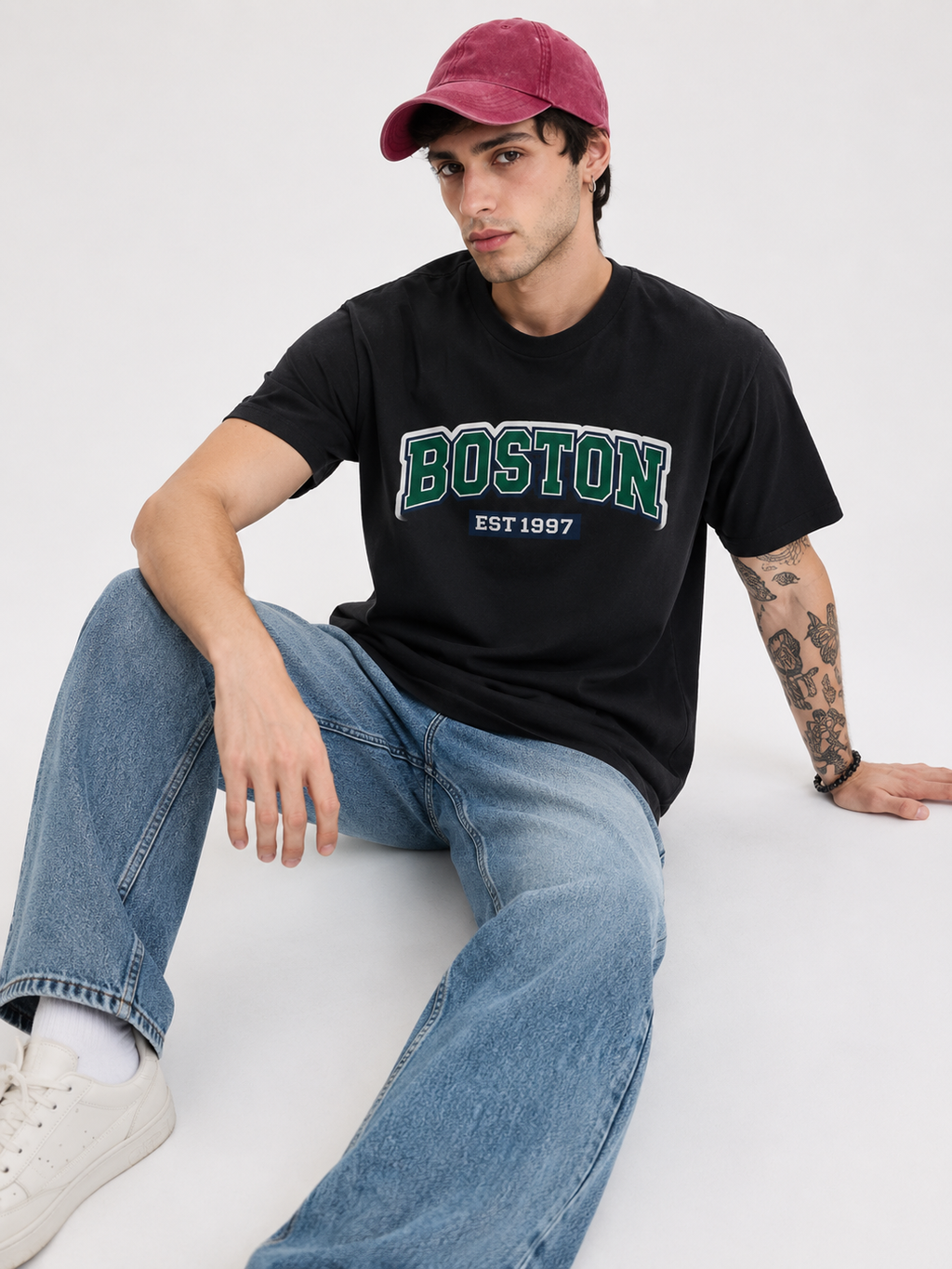 retro Boston EST 1997 Oversized Graphic T-Shirt – Black Unisex Streetwear Tee